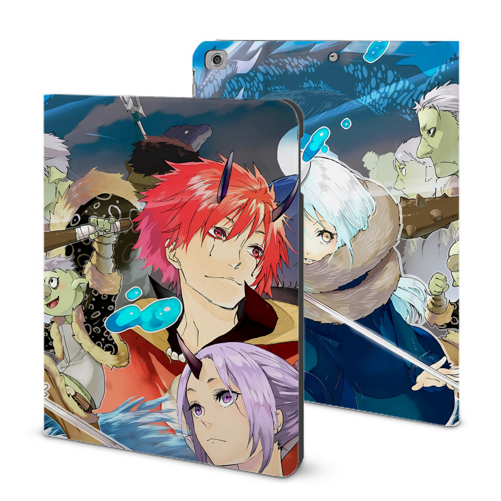 （画像用） 転スラ Regarding Reincarnated to Slime IPad ケース ブック型 PUレザー TPU 耐衝撃 軽量 薄型 ペン収納なし 全面保護 IPad 各モデル対応